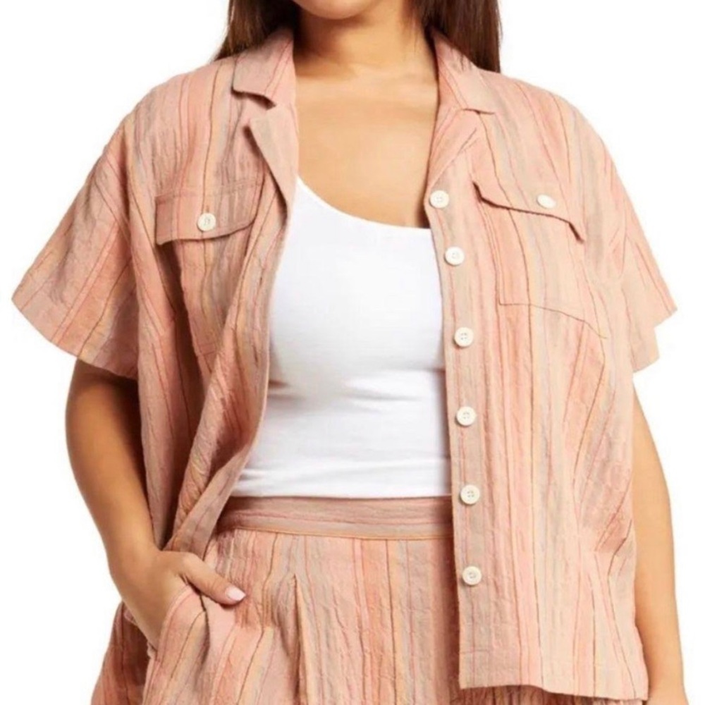 Madewell Stripe Stretch Cotton & Linen Camp Shirt
